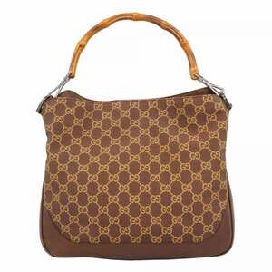 Gucci Bamboo 001 4095 Canvas Brown Handbag for Women